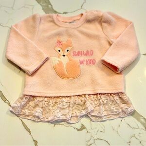 Pink Fox Embroidered Baby Sweater